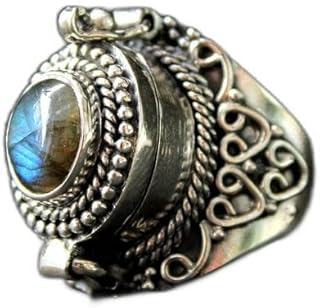 Labradorite box Ring, 925 Sterling Silver Ring, Poison box Ring, Handmade Poison Ring, Secret Love Message Jewels, Medicine Ring, Openable Poison Ring, Drug Ring, Unique Jewelry, Gift for her