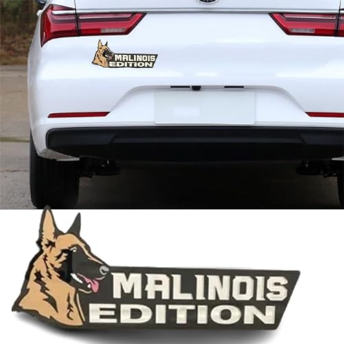 Image of Cute Dog Car Badge Laser Cutting Car Emblem,Funy 3D Acrylic Dogs Badge Rated Car Emblem Automotive Badge Decals and Stickers for Car, Truck, Rv, Boat Exterior Decoration (Belgian Malinois)