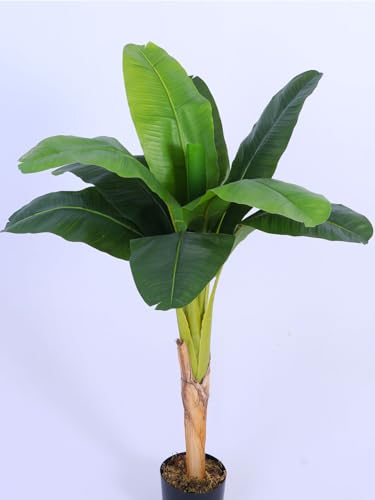 Image of ARICK DECOR 4Ft Artificial Bird of Paradise Plant in Pot, 4ft Realistic Faux Banana Leaf Tree for Home Office Decor, Living Room & Balcony, Green