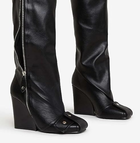 LEMONADE Women Wedge Boots Knee High Fashion Pull On Boots4