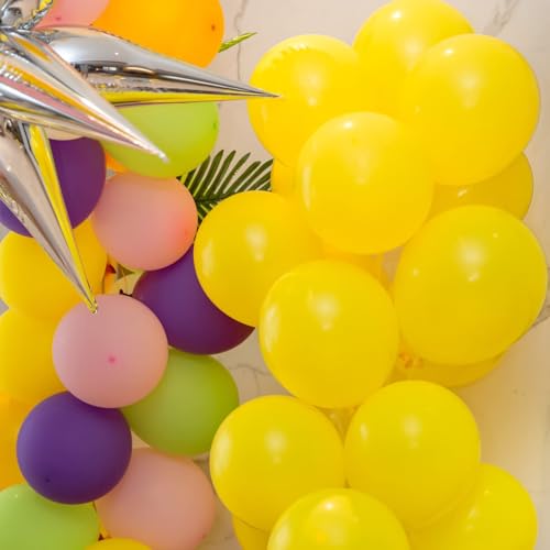 Image of 100pcs Balloons, 12 inch Yellow Latex Balloons Helium Quality for Gender Reveal,Birthday Party, Baby Shower, Honey Bee Party Decoration (with 66ft Ribbon)