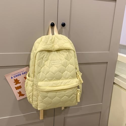 JHTPSLR Puffer Backpack Quilted Backpack for Women Puffy Bags Trendy Casual Daypack Daily Travel Lightweight (Yellow)2