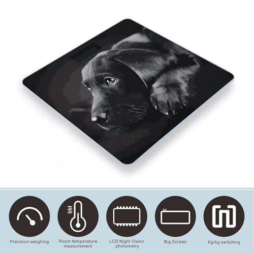 Báscula digital de baño con diseño cachorro Labrador Negro miniatura 3