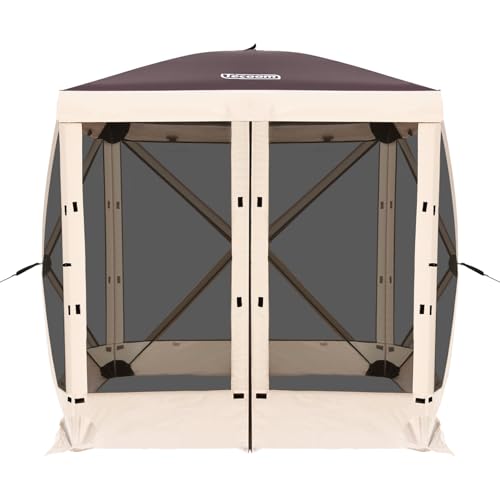 Tecoom 4 Side Pop Up Gazebo Tent, 6x6ft Waterproof Instant Screen with Mosquito Netting, Removable Wind Cloths, Portable Outdoor Canopy for Sun Shelter for Camping, Garden and Picnics