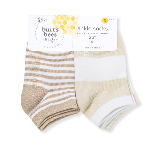 Burt's Bees Baby Unisex Baby Socks Ankle or Crew Height Made with Soft Organic Cotton, 6 Packs with Non-Slip Grips for Babies2