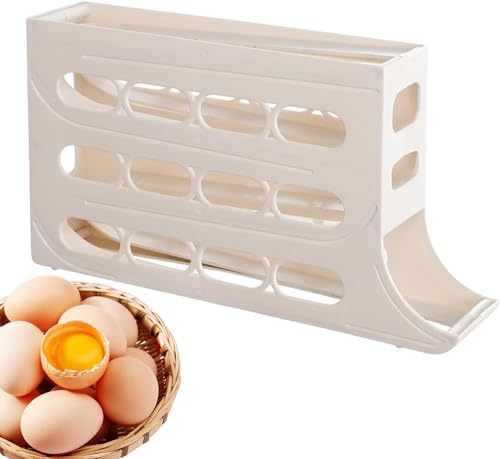 La Mejor Selección de Hueveras los 10 mejores. 43 Estante de Almacenamiento de Huevos, Organizador Dispensador de Huevos para Refrigerador,Organizador Dispensador de Huevos Rodantes de 4 Niveles,30 Huevos para Gabinetes de...