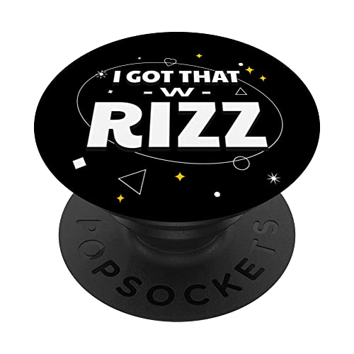 Ask Me About My Rizz I Got That W Rizz Funny Ironic Meme PopSockets Swappable PopGrip, Black