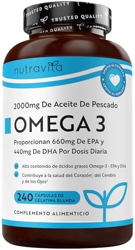 Nutravita Omega 3 2000mg, con 660mg EPA y 440mg DHA, 240 Cápsulas...