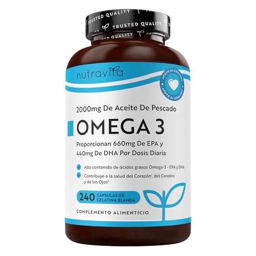 Superfuerza Omega 3 2000mg - 240 Capsulas Blandas de Gel. Máxima Concentración de DHA 440mg y EPA 660mg. Concentrado Aceite de Pescado para Colesterol - 4 Meses - Nutravita