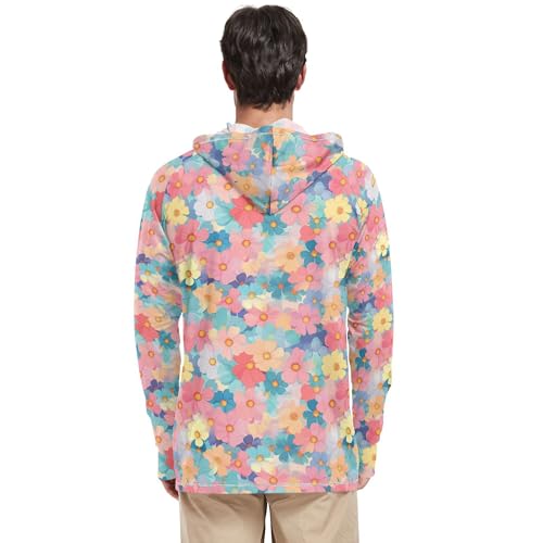 Beautiful Flowers Mens Sun Protection Hoodies Long Sleeve Hiking Hoodie UPF 50+ Golf Shirt S3