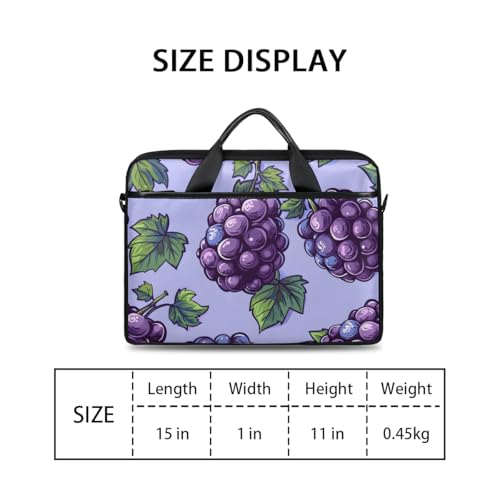 Purple Grape Fruit Pattern Laptop Bag for Women Men 13-15 Inch Computer Briefcase Bag Lightweight Notebook Shoulder Messenger Bag2