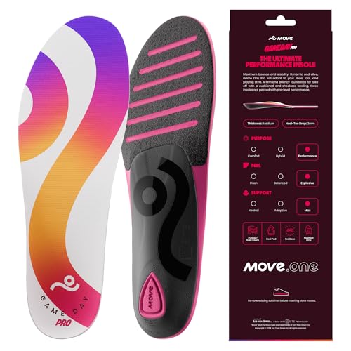 MOVE Game Day Pro- Ultimate Performance Sports Insoles for Basketball, Golf, Volleyball, Football, Tennis, Athletics, Baseball, Running, Active Lifestyle, Injury Protection and Recovery (UK 8-8.5)