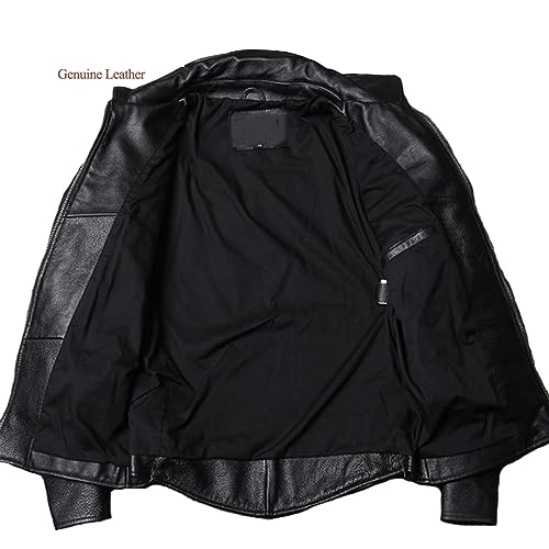 Mokkpeq Mens Multi-Pockets Casual Black Motorcycle Biker Leather Jacket Turn Down Collar Long Sleeve Zip Up Windbreaker4