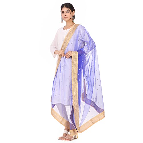Image of Traditions Bazaar Women's Net Zari Border Dupatta