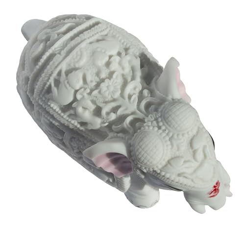 White Elephant Statue Trunk Down Hathi Figurine Big Size 7 inch Elephant Marble Resin Decorative Showpiece for Vastu, Study Room, Work Table, Gifting (7 x 8 inch) — photo — 5 of 9