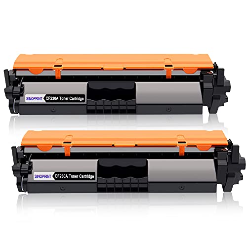 Sinoprint Lot de 2 cartouches de toner compatibles HP CF230A 30A avec puce de remplacement pour imprimantes laser HP Laserjet M203d M203dn M203dw, Pro MFP M227fdn M227fdw CF230X 30X Noir Cover