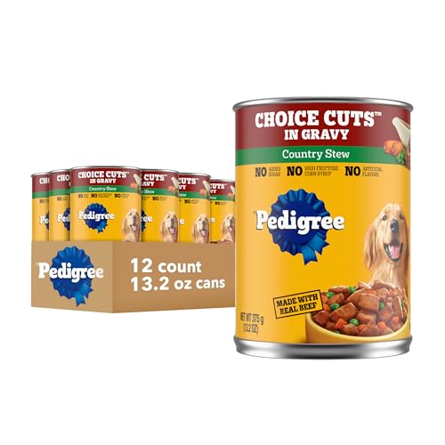 Pedigree Choice Cuts in Gravy Adult Canned Soft Wet Dog Food, Country Stew, 13.2 oz. Cans (12 Count, Pack of 1)