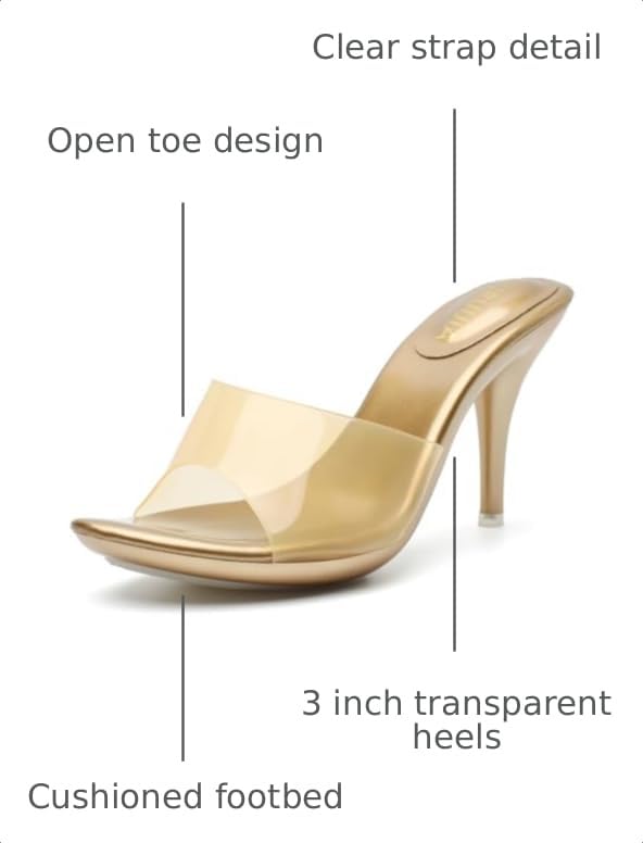 Image of LIURUIJIA Clear Heels For Women Sexy Slip On Open Toe High Heeled Dressy Sandals Comfortable Strappy Mules