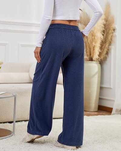 Bsubseach Terry Cloth Pants Women - Wide Leg High Waisted Palazzo Pant Baggy Lounge Trousers Sweatpants4