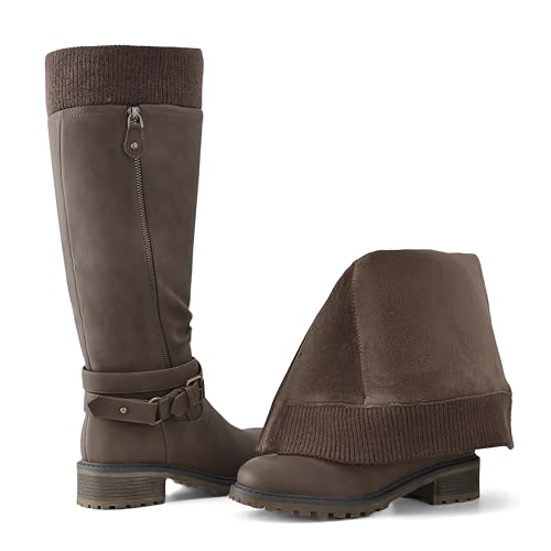 Shoe'N Tale Women's Wide Calf Knee High Boots Stretchy Low Heel Round Toe Winter Boots with Side Zipper4