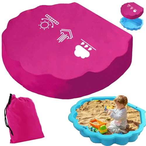 LUKIUP 100 x 100 x 15 cm Housse de Protection Bac a Sable Coquillage, Couverture Imperméable mit Sac de Rangement, Étanche Auvent,pour Bac a Sable Enfant Exterieur Piscine Coquillage(Rose)
