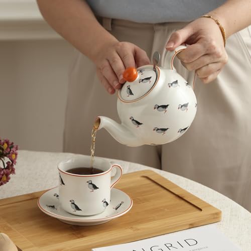 Théière motif animal de ferme blanche avec infuseur pour thé en vrac - 6