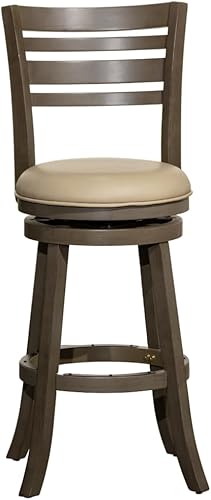 Miniatura 19 de DTY Indoor Living Granby Taburetes de bar de altura de mostrador, taburetes de bar giratorios de 24 pulgadas con respaldo, acabado de cereza y