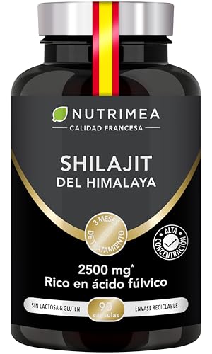 Shilajit – 2500 mg – 50% Ácido Fúlvico – Alta concentración – Resina de shilajit pura - Energía, cognición y rendimiento – 90 cápsulas veganas – Fabricado en Francia – Nutrimea