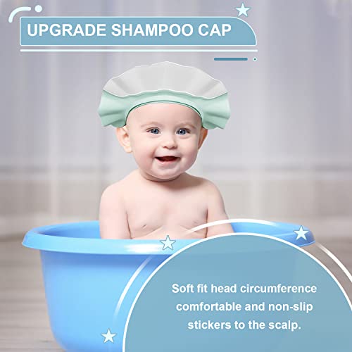 Baby Shower Shampoo Cap, Adjustable Baby Hair Washing Guard Shampoo Hat Bath Shield Visor Hat Eyes Ears Head Protection Waterproof Soft Silicone Shower Cap For Kids, Toddler, Girls, Boys, White Blue #TOP3