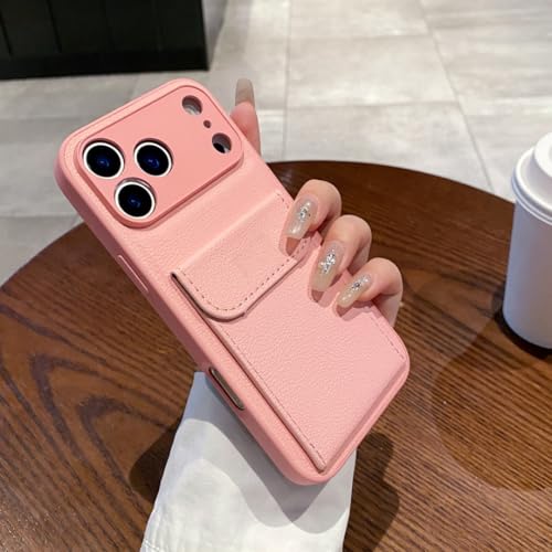Étui portefeuille iPhone 14 rose en cuir synthétique avec porte-cartes intégré