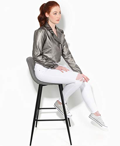 Krisp Cropped Pu Biker Jacket (Gunmetal, S), 5027-Gnmet-S #TOP1