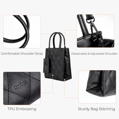 Bolso Tote Pequeño de Cuero Sintético Acolchado para Mujer miniatura 5