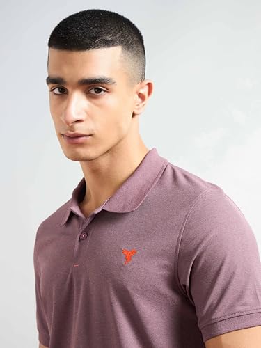 Image of TECHNOSPORT Mens Slim Fit Self-Design Half Sleeve Polo T-Shirt for with Matpiq for Sports and Regular Uses