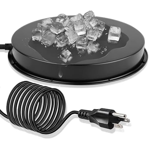 Chicken Water Heater for Winter, 110Watt Thermostat Heated Poultry Waterer Base with 9.8ft Power Cord，Suitable for Poultry Waterer up to 5 gallons Cover