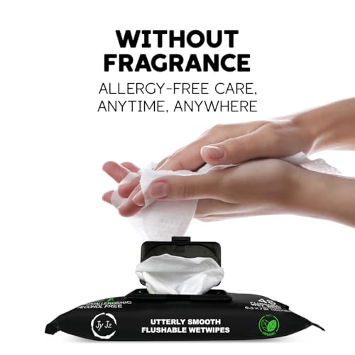 Image of Flushable Wet Wipes, 6 Pack (288 Wipes), New & Improved Fragrance Free, Disposable, Biodegradable, XL,Aloe & Vitamin-E, Drain and Marine Life Friendly, Utterly Smooth, Natural, Irresistible!