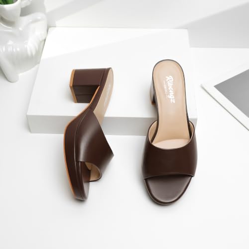 Image of RIBONGZ Block Heels Prom Heeled Sandals for Women Chunky Square Open Toe Strappy High Heels Ankle Strap Wedding Bridal Shoes High Heel Sandals for Party Dress