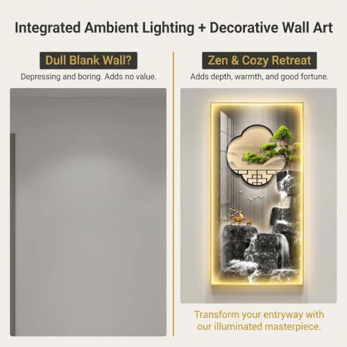 3D LED Wall Art with Mountain Landscape, Illuminated Wall Decor