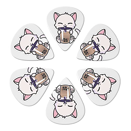 ASDTEHCY Lot de 6 médiators en celluloïd, motif chat mignon et thé au lait perlé, calibres fins, moyens et lourds pour… - Les Beatles, Paul McCartney, John Lennon, RIngo Starr, George Harrison ASDTEHCY Lot de 6 médiators en celluloïd, motif chat mignon et thé au lait perlé, calibres fins, moyens et lourds pour… – Image 3