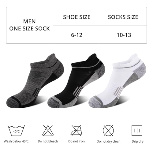 COOVAN Mens Cotton Ankle Athletic Socks 8 Pack Cushiond Breathable Low Cut Anti-Blister Tab Sport Sock 8 Pairs2