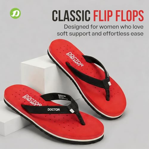 Image of DOCTOR EXTRA SOFT House Slipper for Women's Care Dr Orthopaedic Super Comfort Fitting Flat Cushion Chappal Flip-Flop for Ladies & Girl's