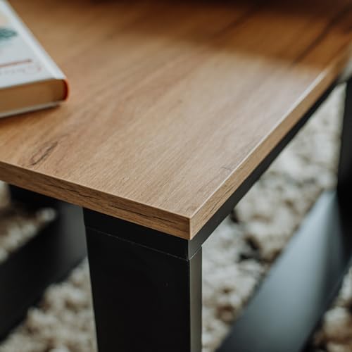 Lehmann Table Basse en Bois, Set de 2 Tables en 2 Tailles, Salon, carrée pour canapé avec piètement Noir et Plateau en Bois, Set de Table d'appoint pour Le Salon – Image 5