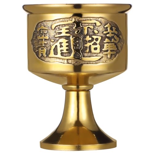 Cabilock Copa de Latón Pequeña para Ofrendas Budistas Cáliz de Metal Decorativo para Altar y Hogar Taza Delicada para Agua Sagrada Artículo Vintage Adecuado para Colección y Uso