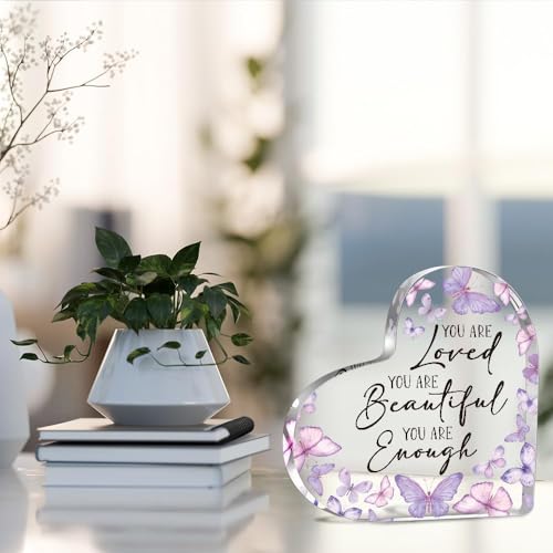 Image of Inspirational Butterfly Gifts for Women, Christian Gifts for Women, Butterfly Decorations for Coworker Friend, You are Loved You are Beautiful You are Enough Positive Plaque
