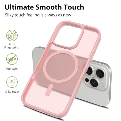 Image of for iPhone 16 pro Case [Compatible with Magsafe] Translucent Matte Phone Cover, [10 FT Military Grade Drop Protection] Slim Durable Shockproof Protective Bumper (Pink Magnetic, iPhone 16 Pro)