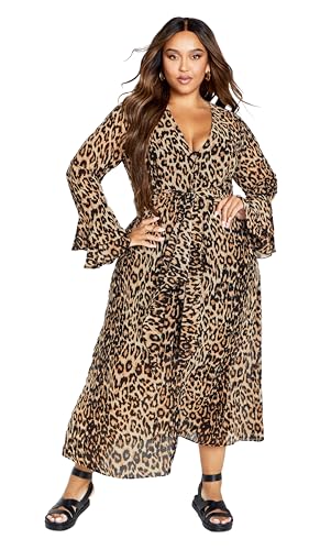 Image of City Chic Women's Plus Size Maxi Dress - Plunge Frill Print