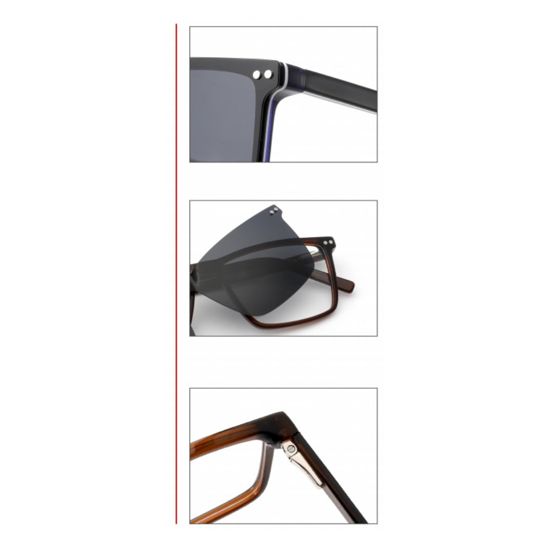 Gafas de sol retro polarizadas con clip magnético, montura de acetato para hombre y mujer.