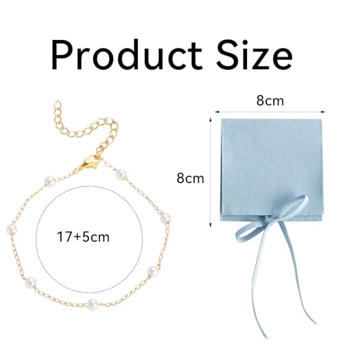 8Pack Bridesmaid Proposal Gifts Bridesmaid Bracelets & Microfiber Jewelry Pouches Gold Pearl Bracelets for Women Microfiber Jewelry Bags Brides Gift for Wedding Bridal Shower2