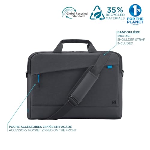 Bolsa para portátil impermeable Mobilis de 11-14'' y portadocumentos ecológico negro GRS 6