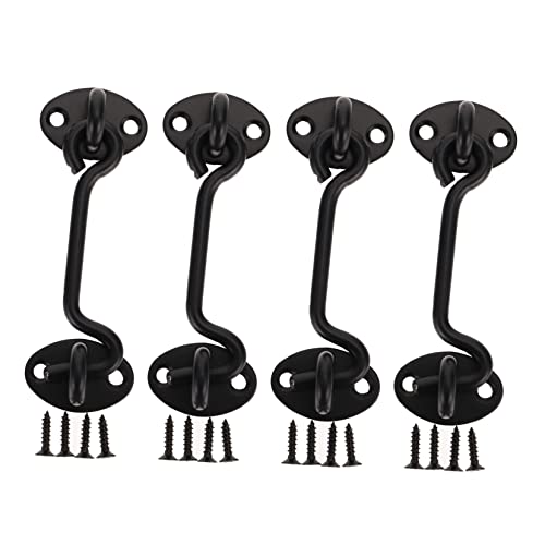 Mipcase Sturdy Stainless Steel Door Cabin Hook Eye Latches for Barn Gate 4 Sets