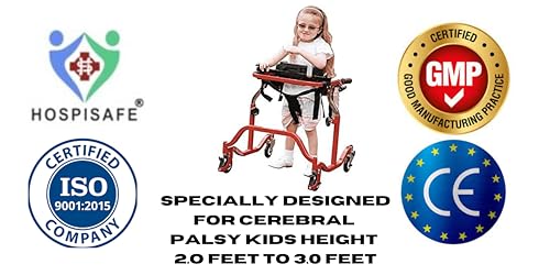 Image of HOSPISAFE CP Walker for Children (2.0 to 3.0 Feet) with Cerebral Palsy - Height Adjustable, Seat, Body Support, ISO & CE Certified (Model HCP05)